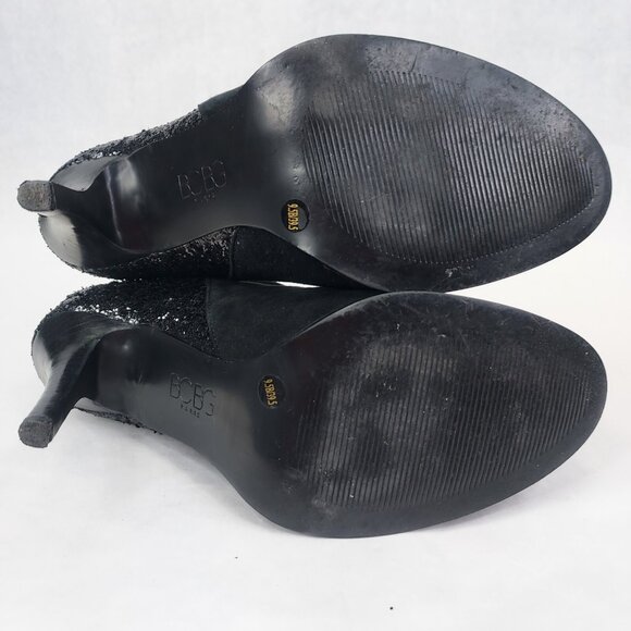 BCBG Milan Stiletto Ankle Booties Women's 9.5B Black Leather Suede & Glitter Zip - Picture 15 of 15